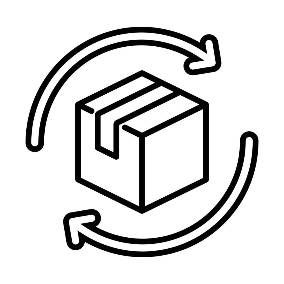 sustainable packaging conceptual icon, featuring a package box with cycling arrows vector