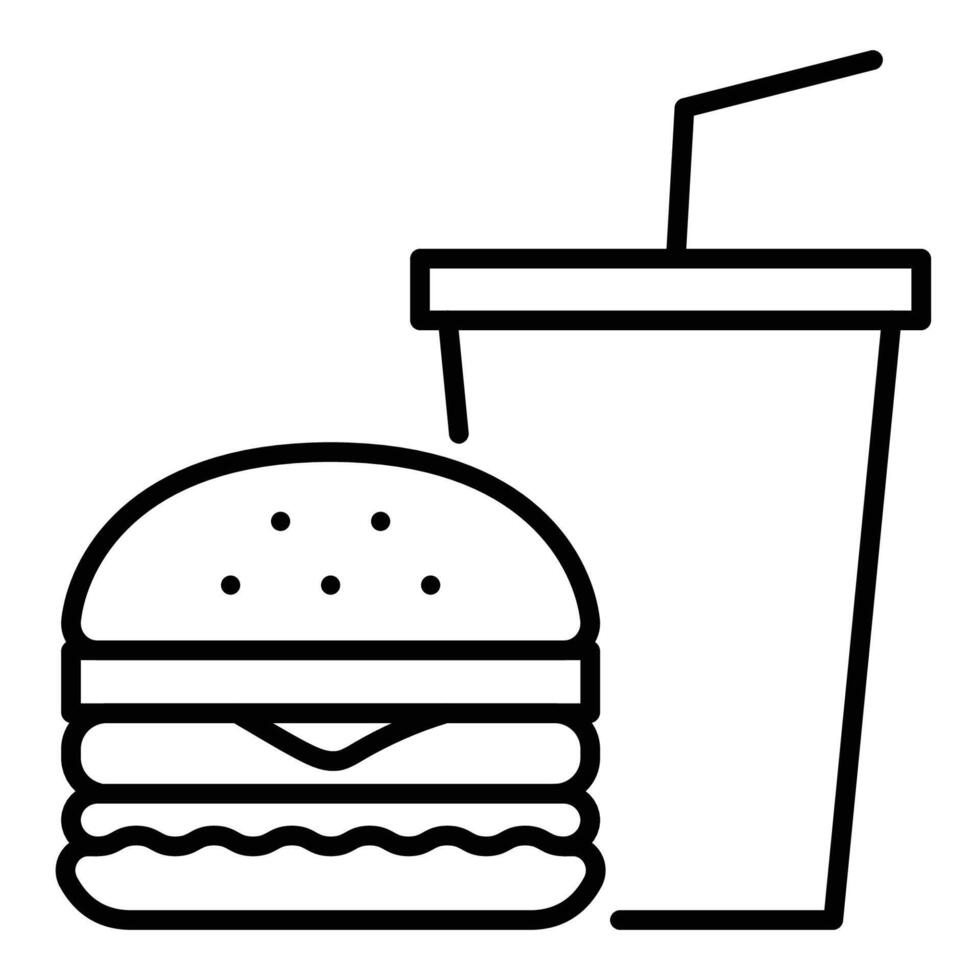 Burger and soda line icon vector