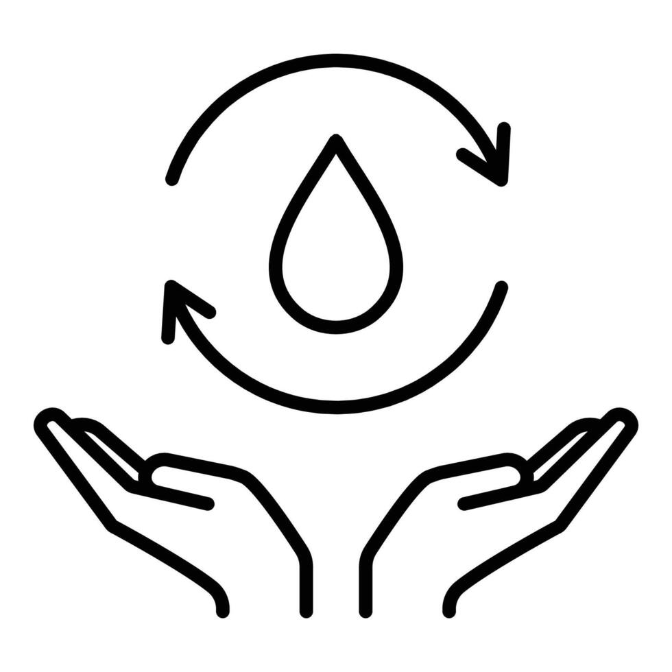 Water conservation conceptual icon, featuring water droplet in cycling arrows vector