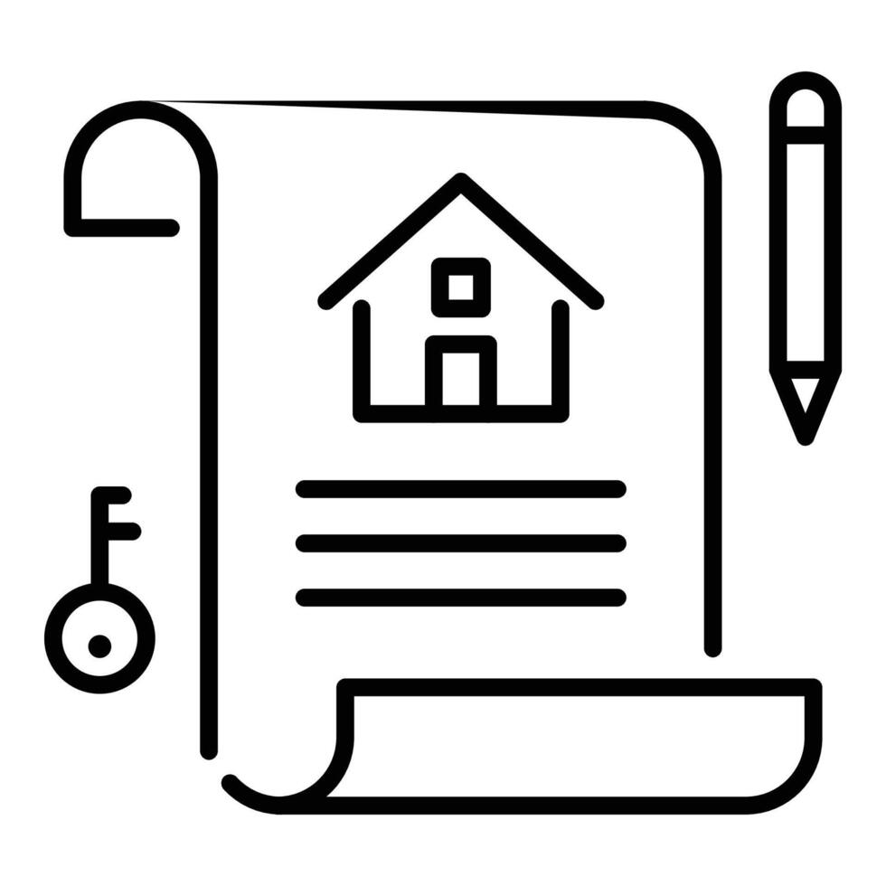 Home buying contract line icon with editable stroke vector