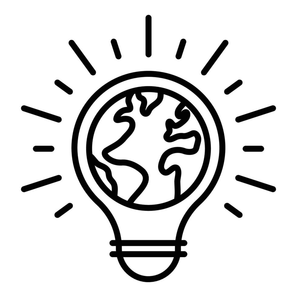 Green energy conceptual icon, featuring a globe in light bulb vector