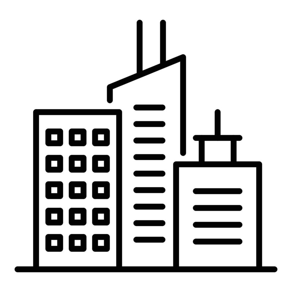 City view with buildings line icon with editable stroke vector
