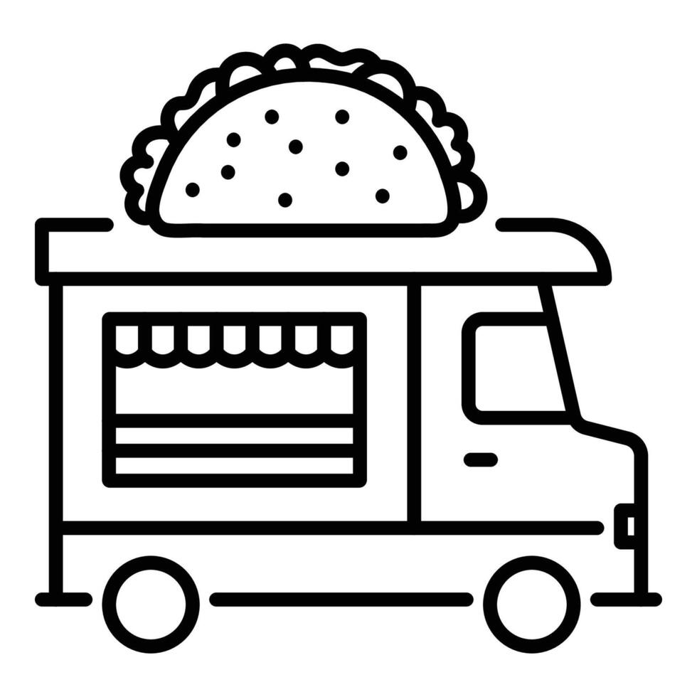 Taco food truck line icon vector