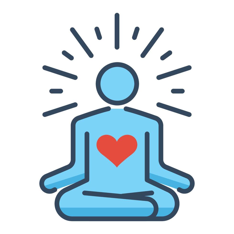 Meditation flat icon, featuring a person in meditation, symbolizing mindfulness, inner peace, and personal growth vector