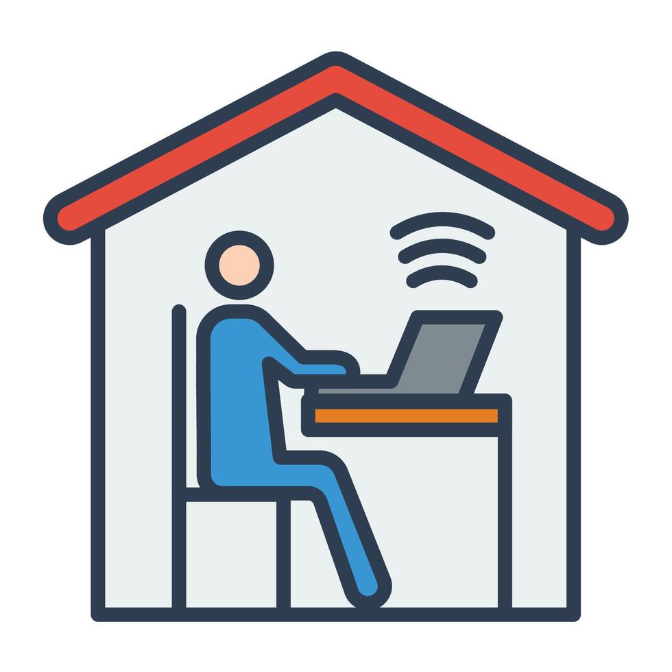Work from home conceptual flat icon vector