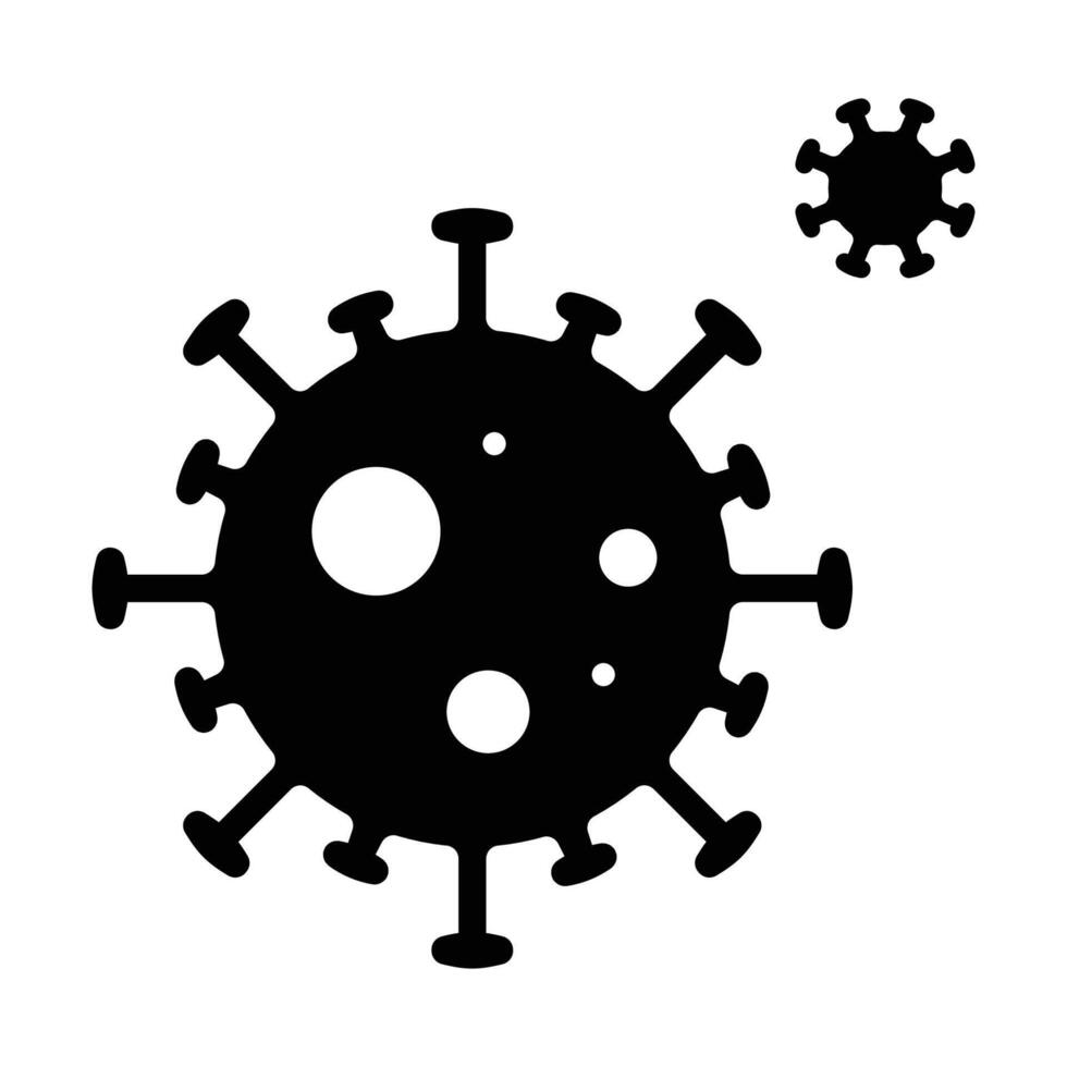 Black Virus icon, representing infectious agents and viral diseases. Symbolizes illness, contamination, microbiology, and public health vector