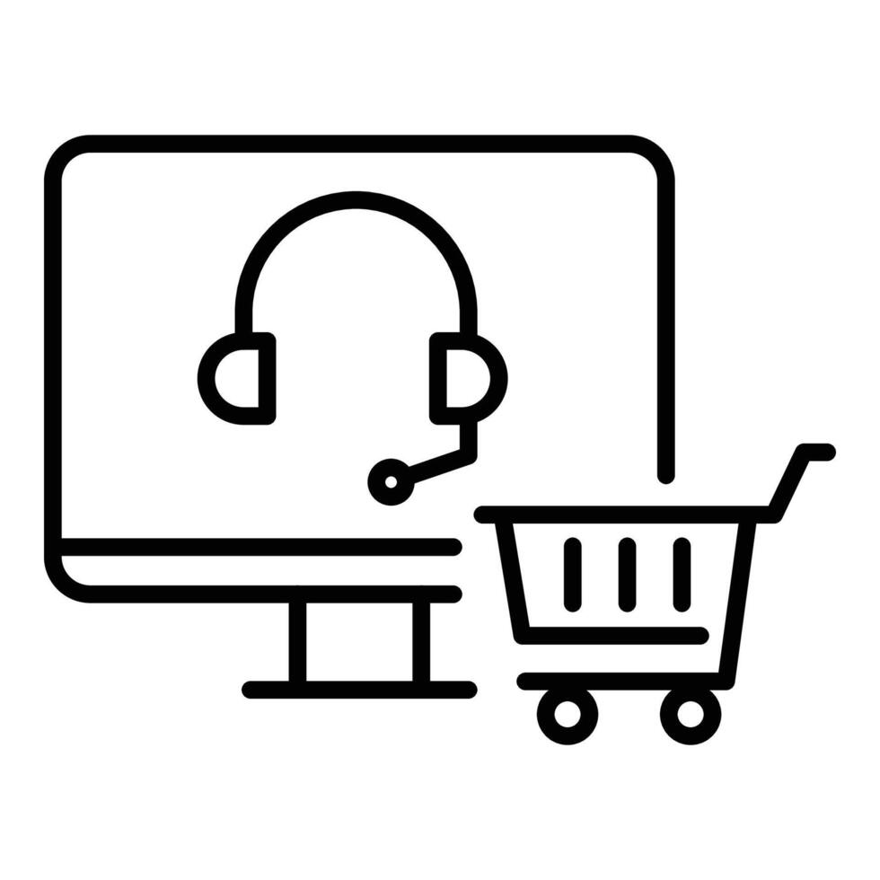 Customer service of online store line icon vector