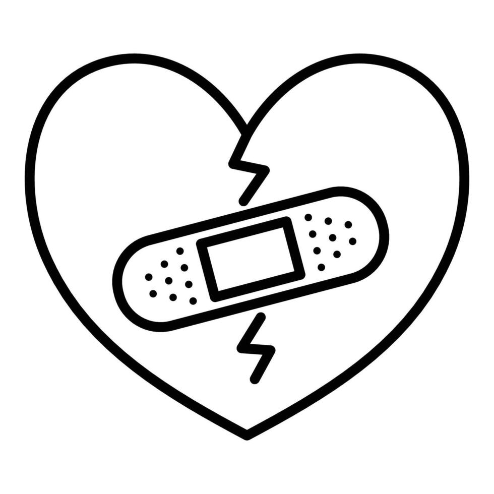 Broken heart with bandage icon vector