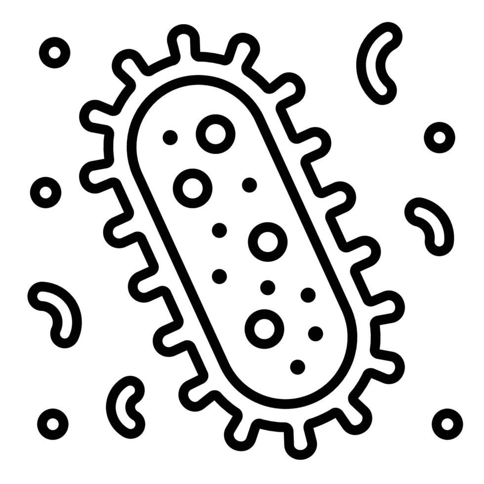 Bacteria icon, representing microscopic organisms and microbiology. Symbolizes infection, germs, health risks, science, and medical research vector