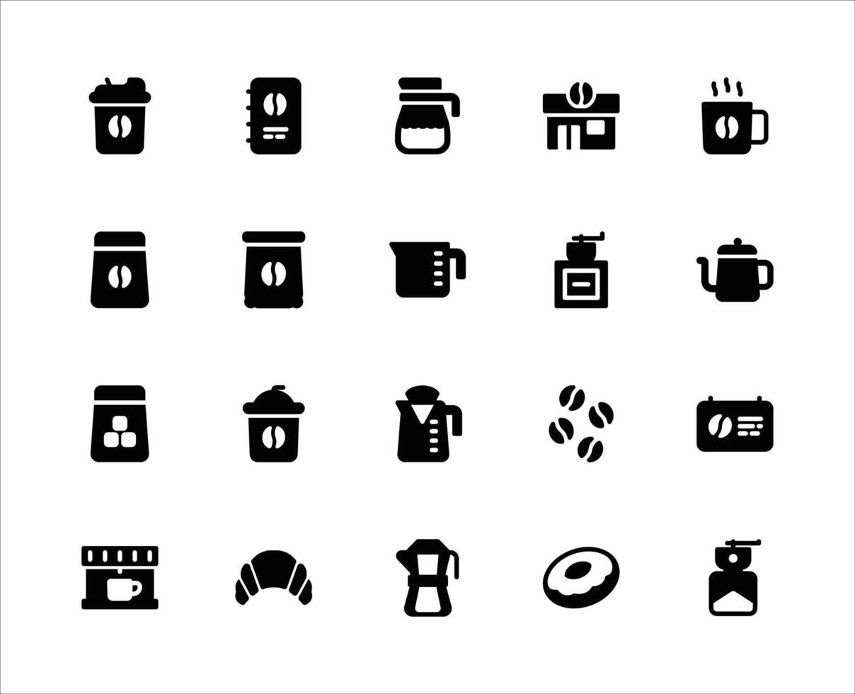 Coffee and Cafe Black Fill Icon for Restaurant Background Requirement. vector