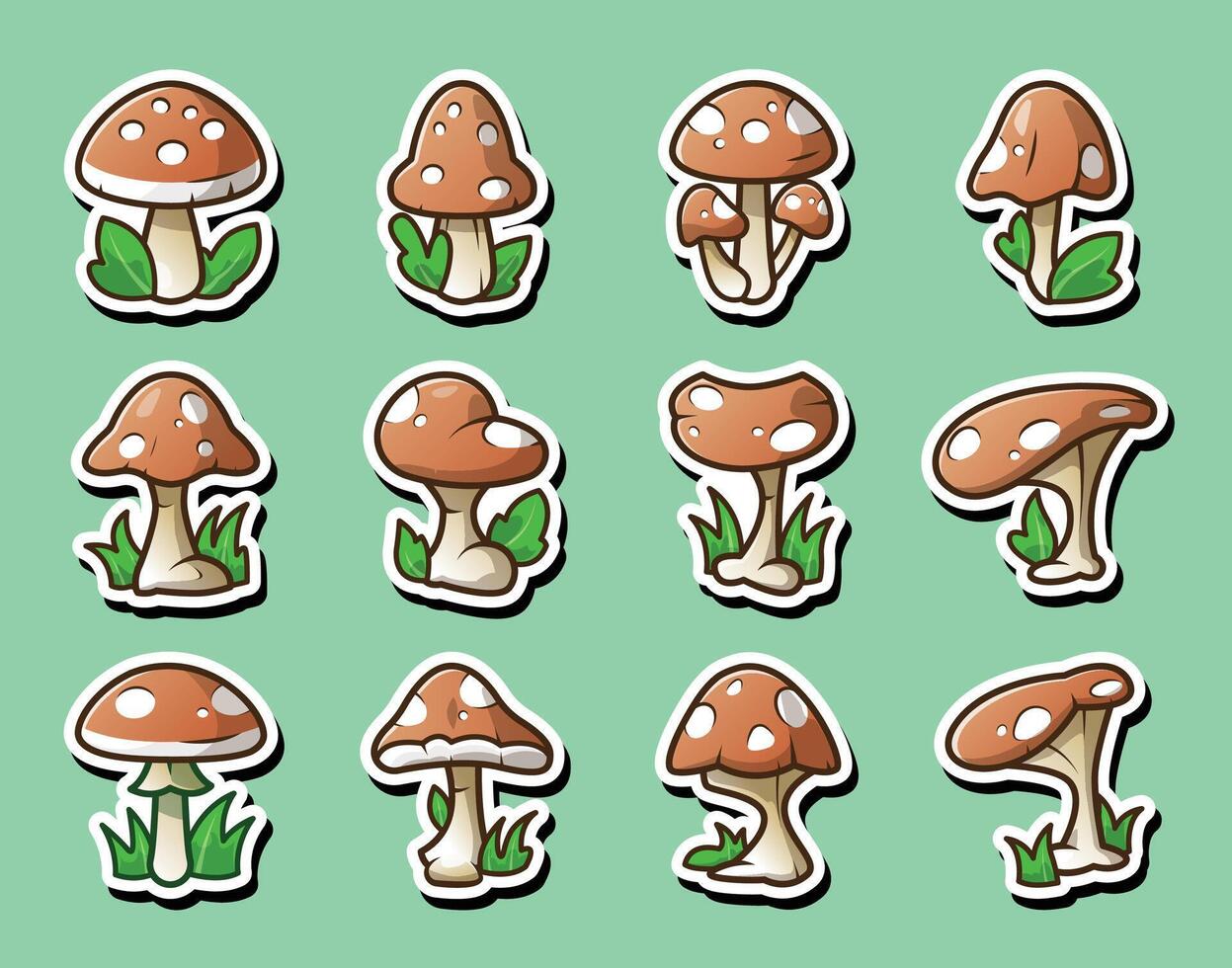 Red Mushrooms Digital Asset Available for Sticker and Background Concept. vector
