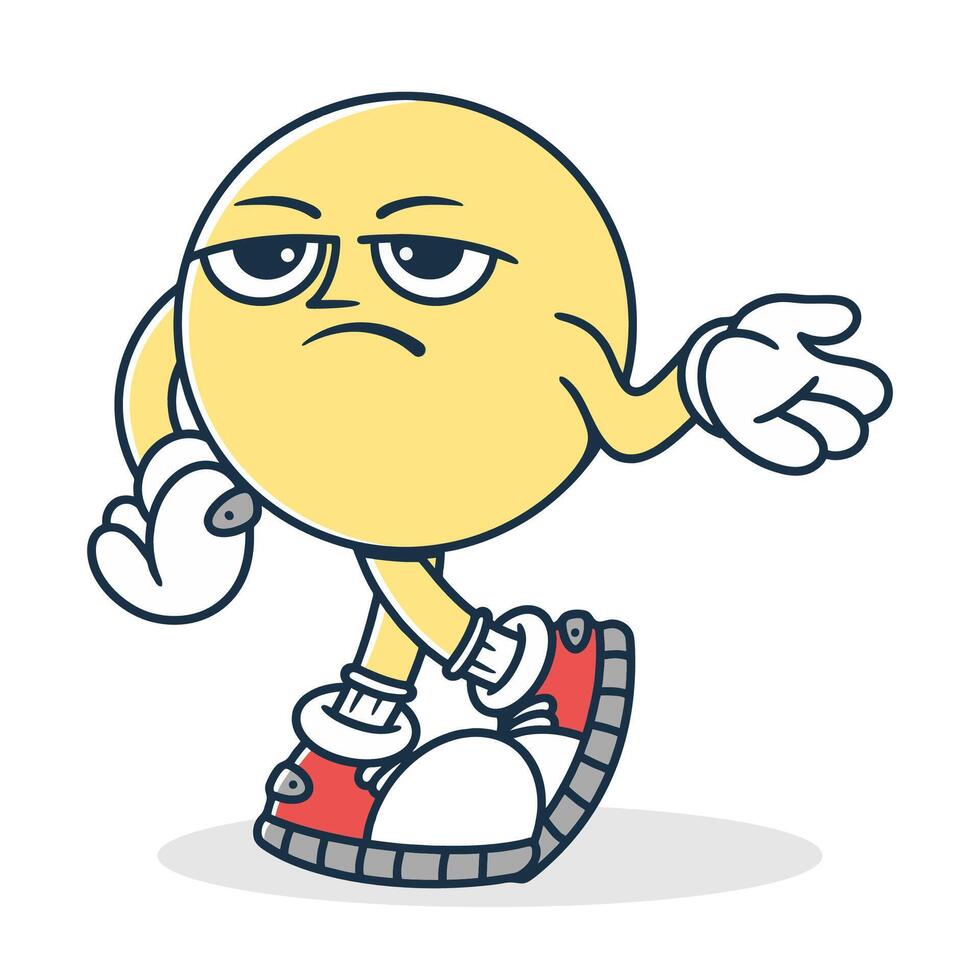Yellow Ball head Cartoon Character with Shoes and Hand Gesture with disappointed face vector
