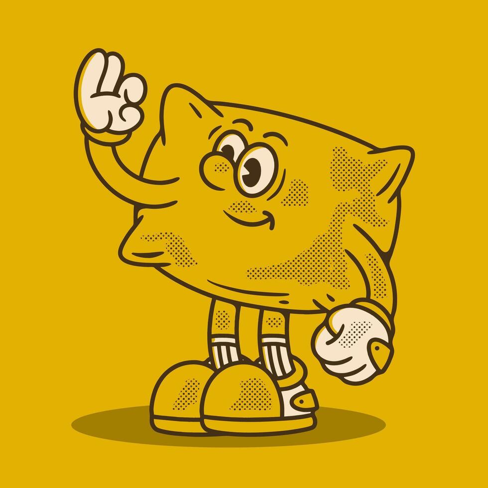 Cartoon pillow Character with Gloves and a Friendly Gesture vector
