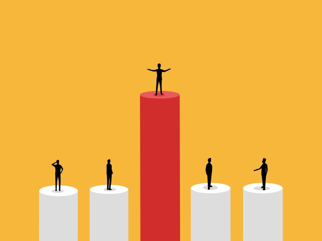 Prominent business people have higher levels than the group on the bar chart vector