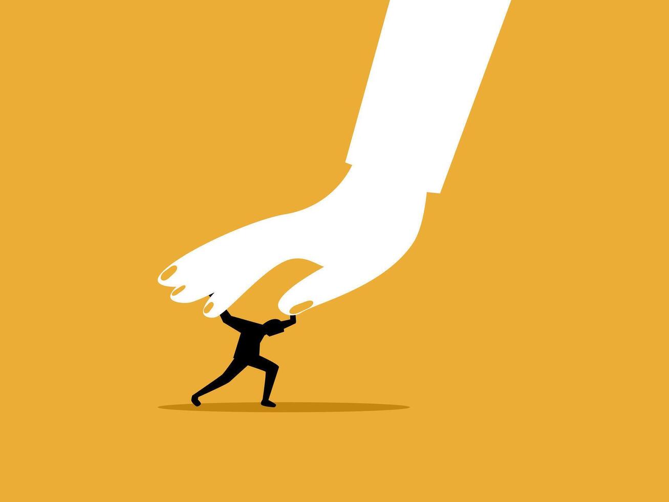 Businessmen are pressured by big hand vector