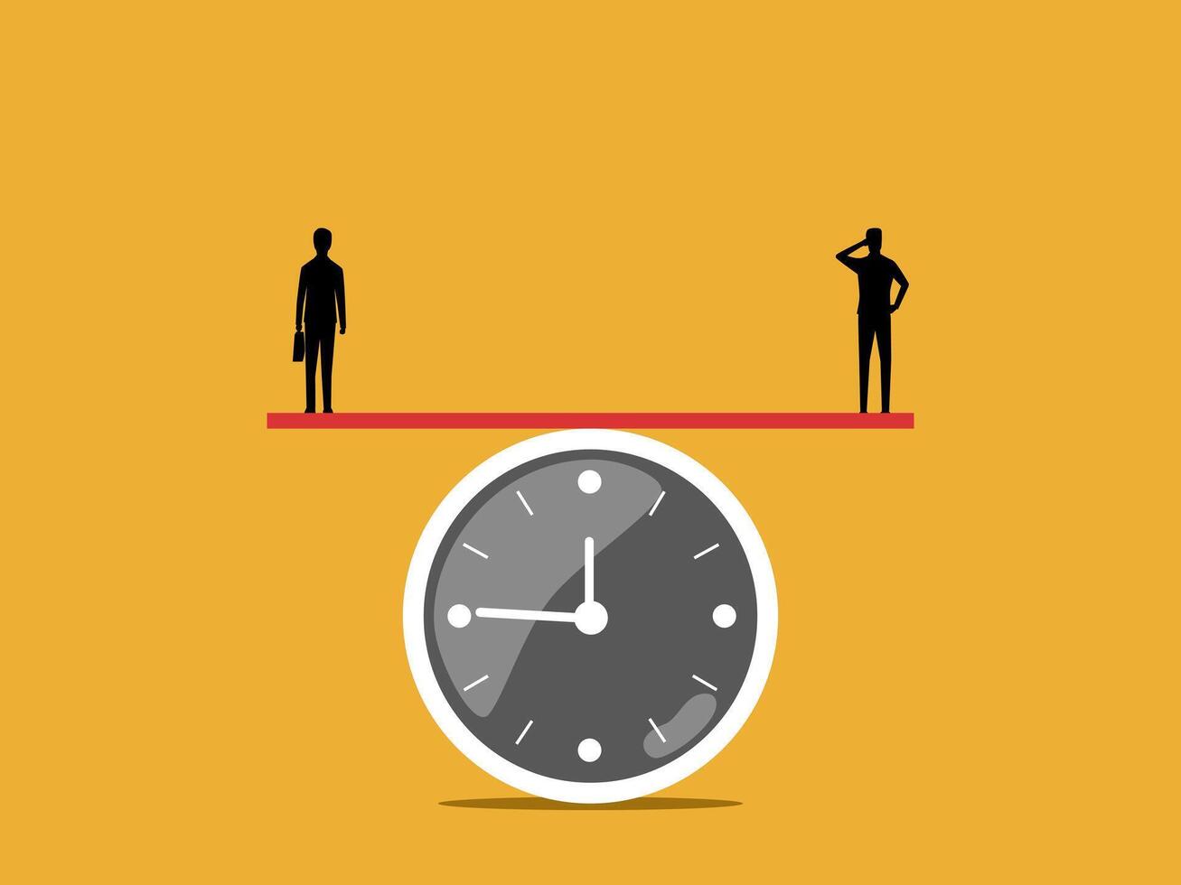 Two businessmen on the same balance of time vector