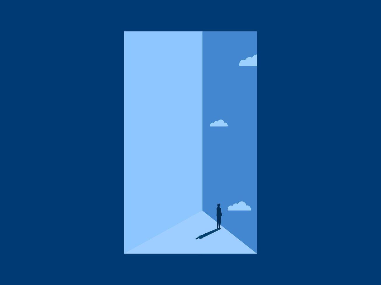 Calm, Freedom, Businessman looking at new sky vector