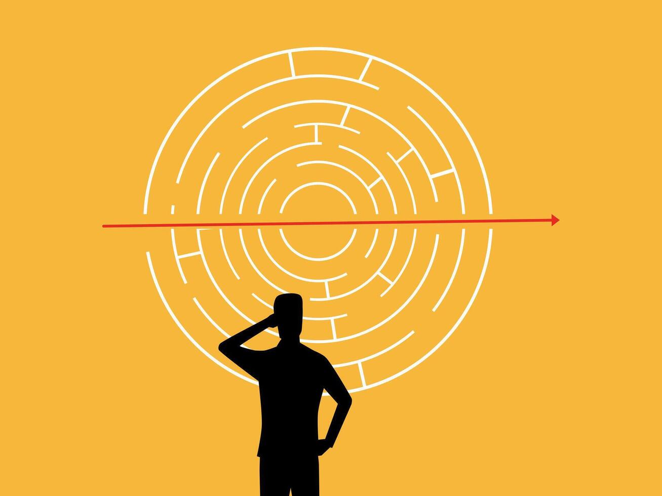 Businessman finds a simple way to solve a maze vector