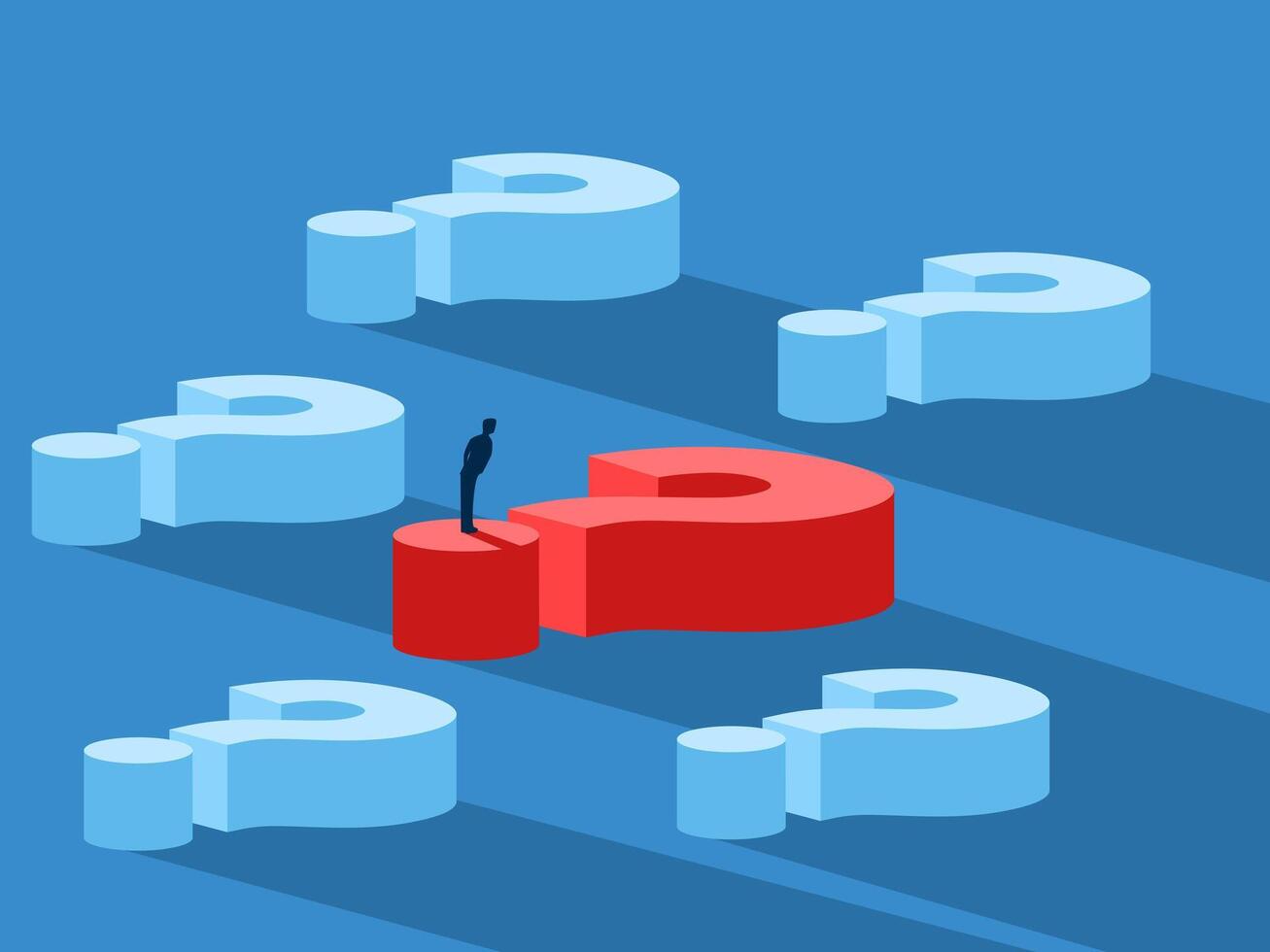 Businessman standing looking at obstacles on a big problem vector