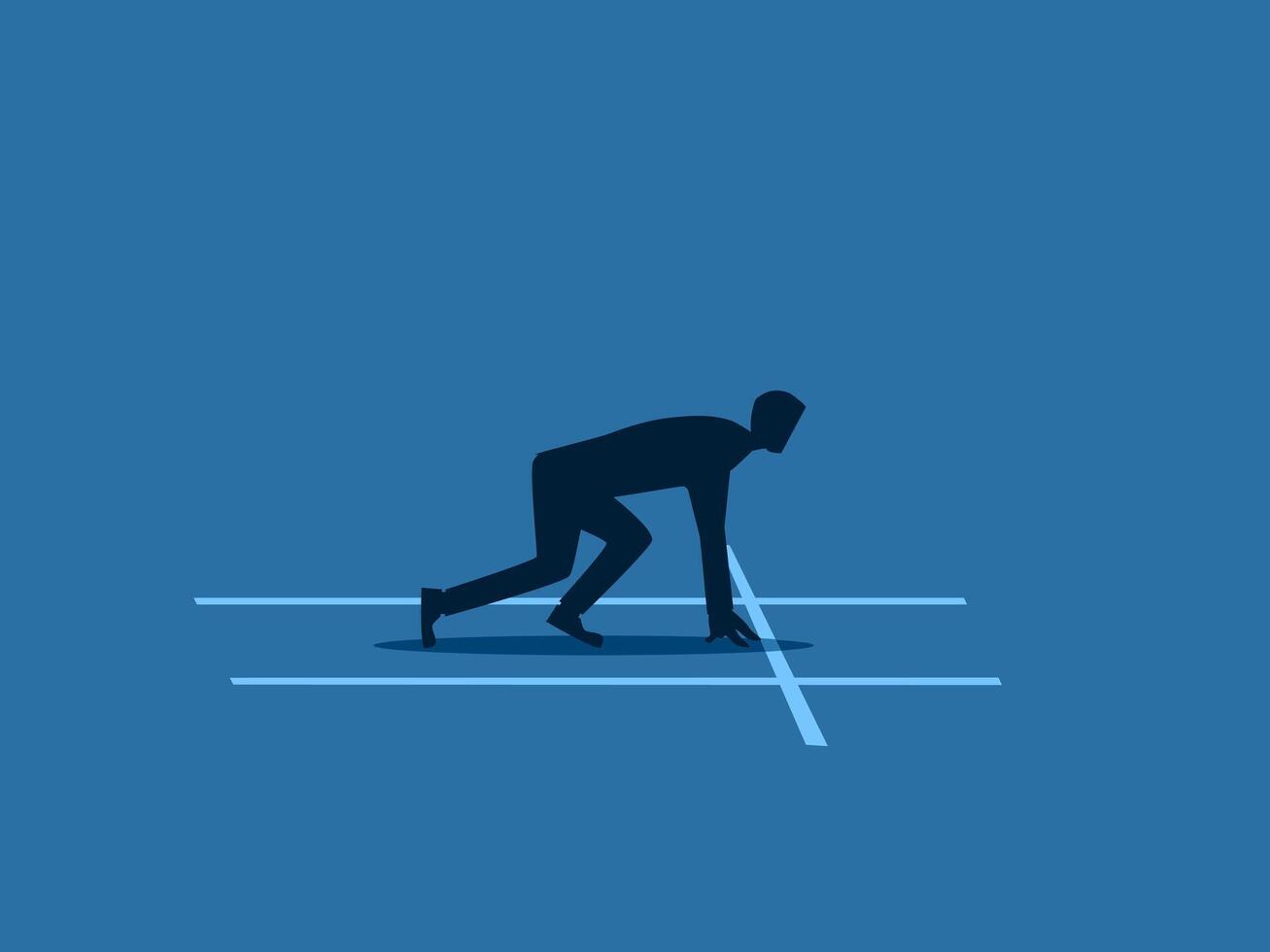 Businessman at the starting point preparing to run vector