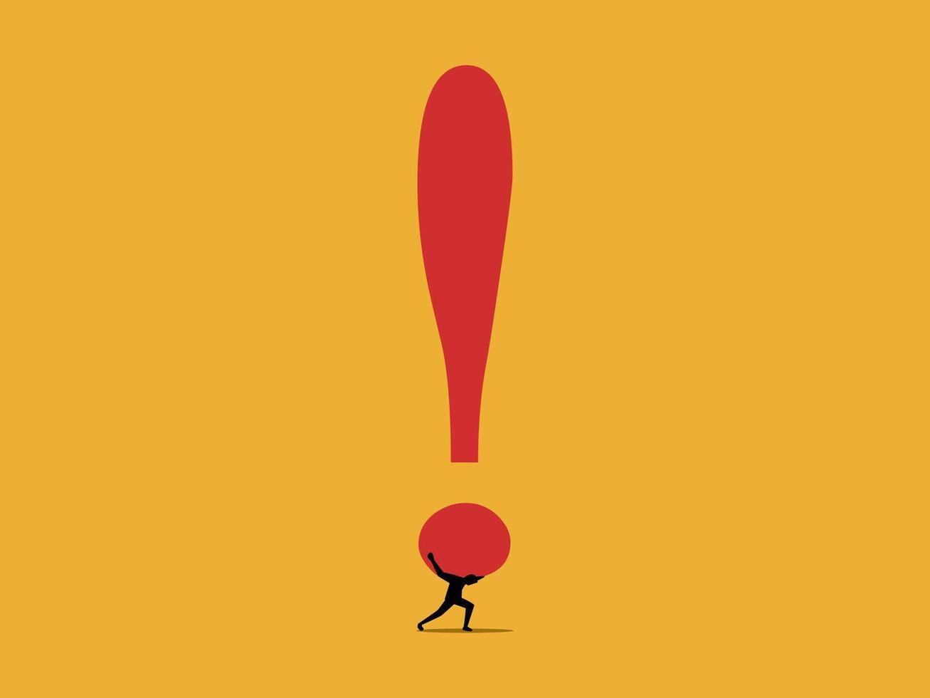Businessman carrying an exclamation mark vector