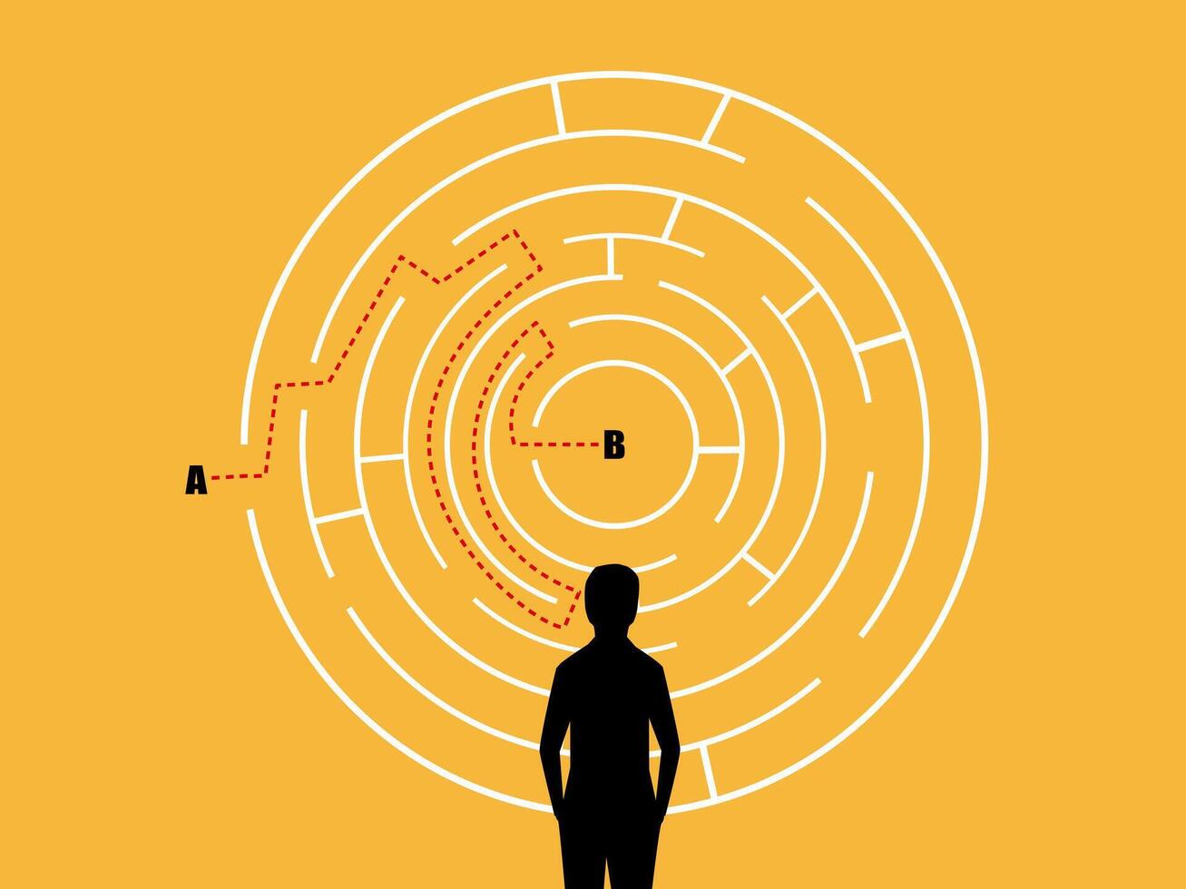 Win the game, Businessman solves the maze successfully vector