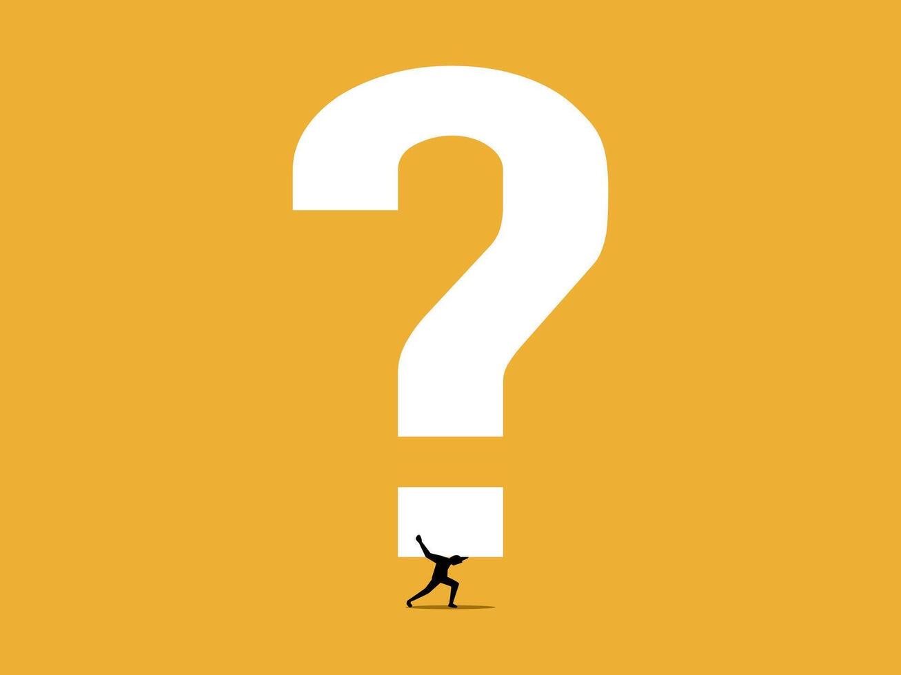 Businessman holding a burden of a question mark vector