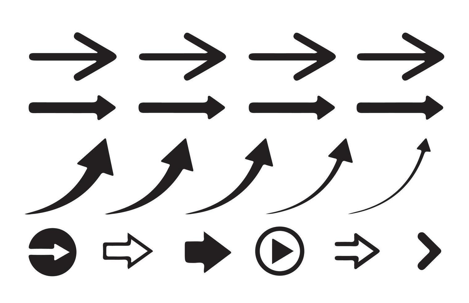 Set different cursor arrow direction symbols in flat style. vector
