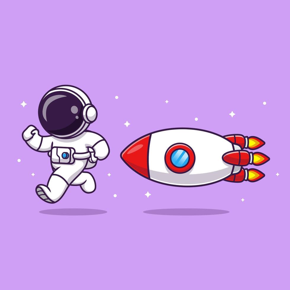 Cute Astronaut Running From Rocket Cartoon vector