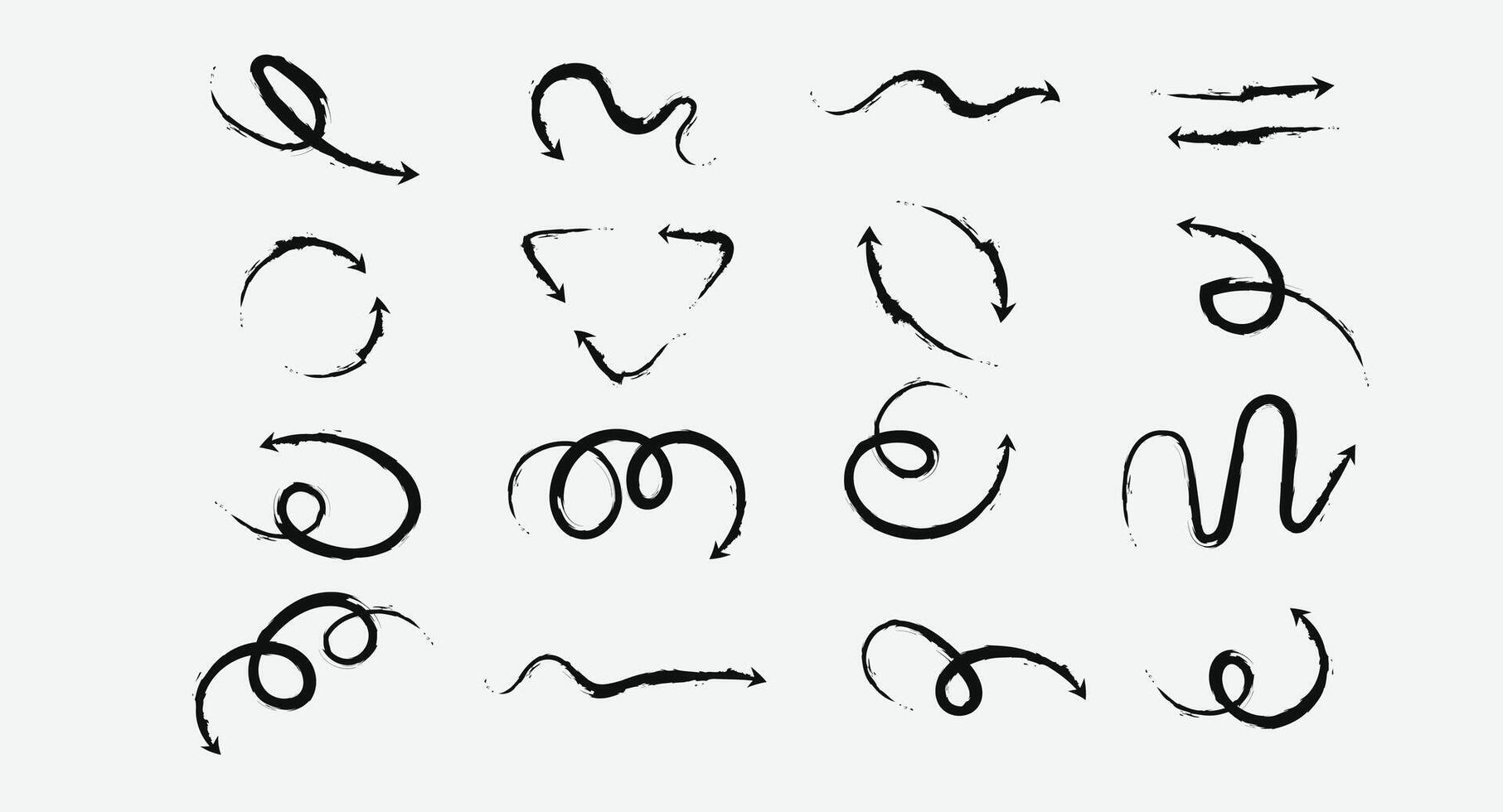 Directional Arrow Set Hand Drawn Scribbled Arrows vector
