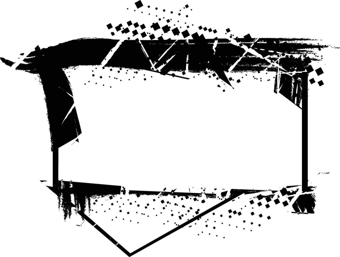 Grunge Texture Frame with Abstract Ink Spray Frame Borders Glitch Distortion Noise vector