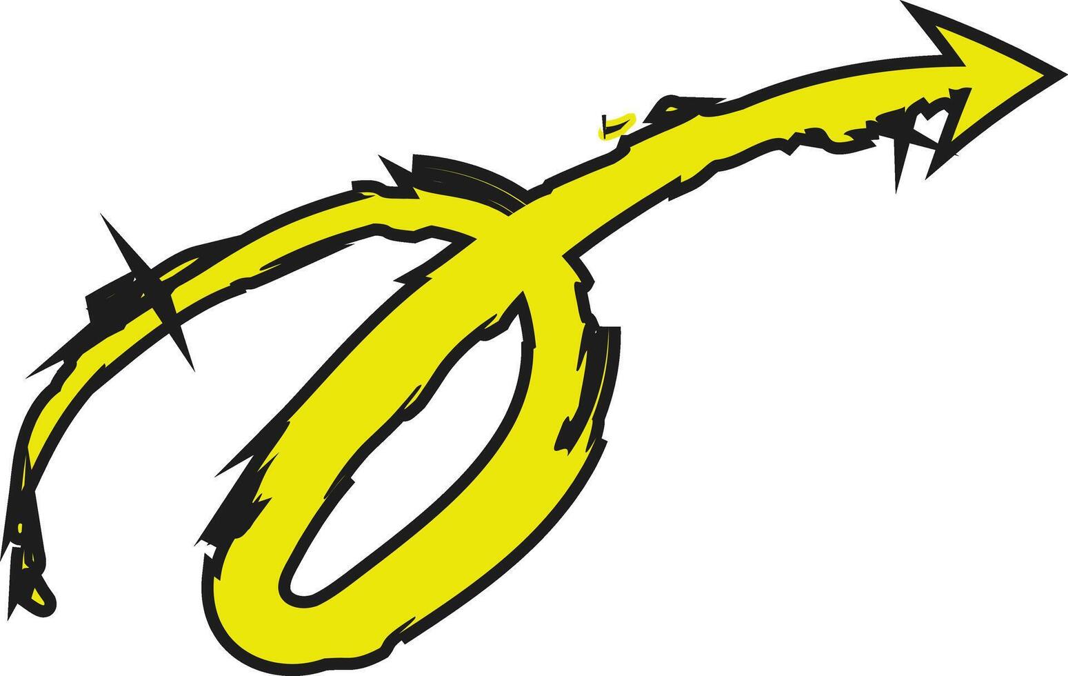 Creepy Gothic Arrow Icon with Twisted Doodle Lines for Scary Vibe vector