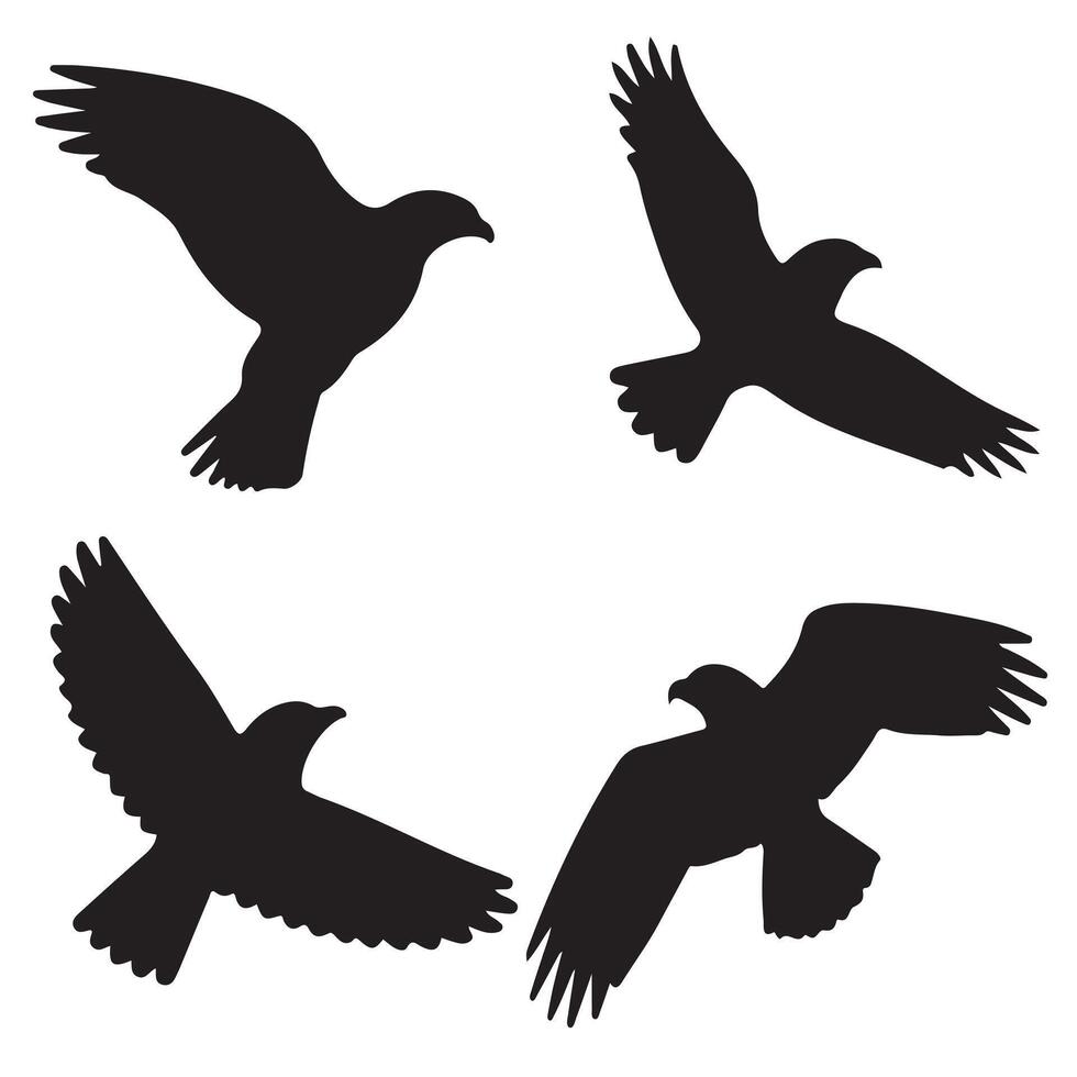 Flying Bird Silhouettes SVG Clipart Set for Nature Wildlife Designs vector