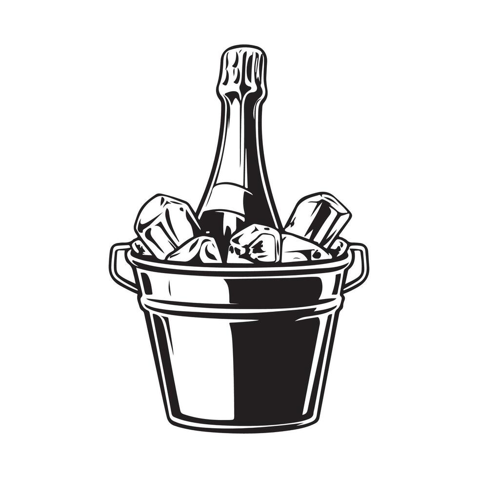 Elegant Champagne Bottle In Ice Bucket Image vector