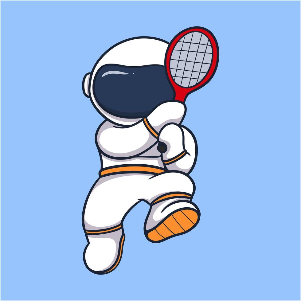 3D Illustration of a Space Robot Tennis Player vector