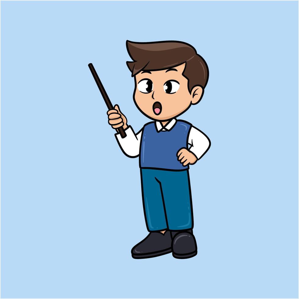 3D Illustration of a Boy with a Pointer vector