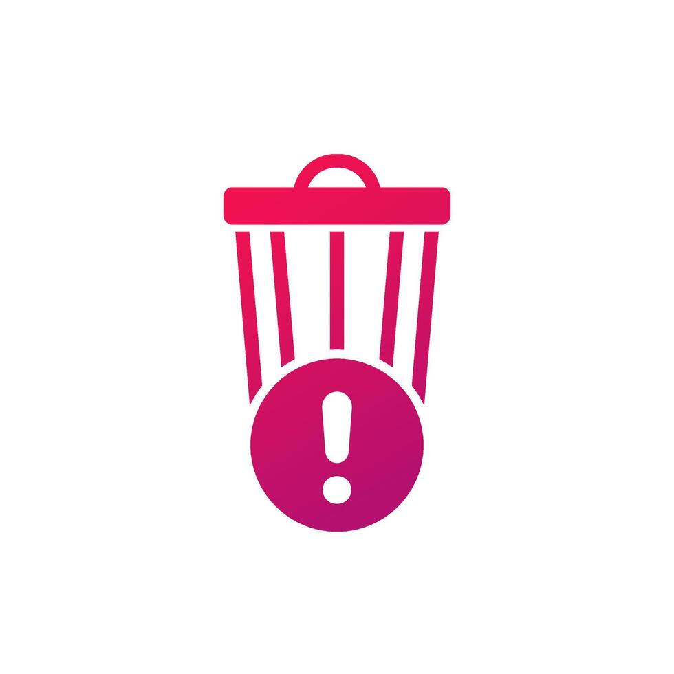 trash bin warning icon on white vector