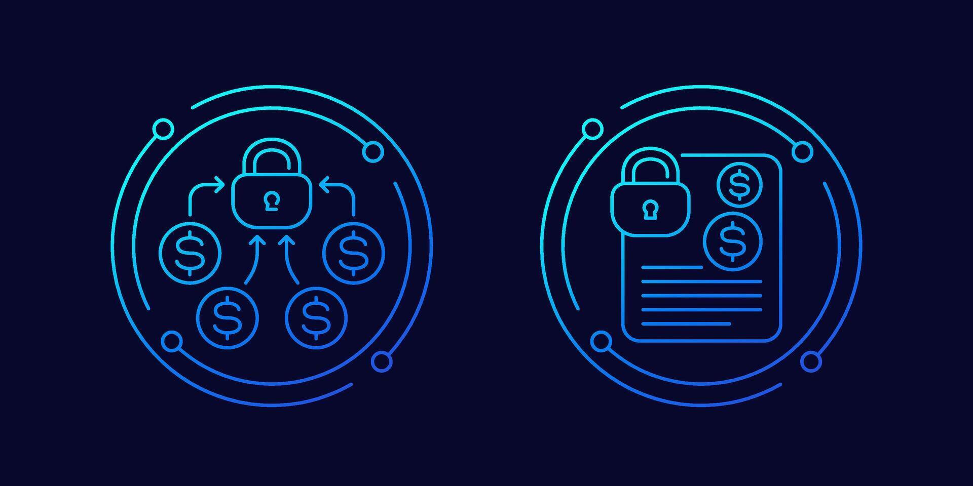 locked funds icons in linear design vector