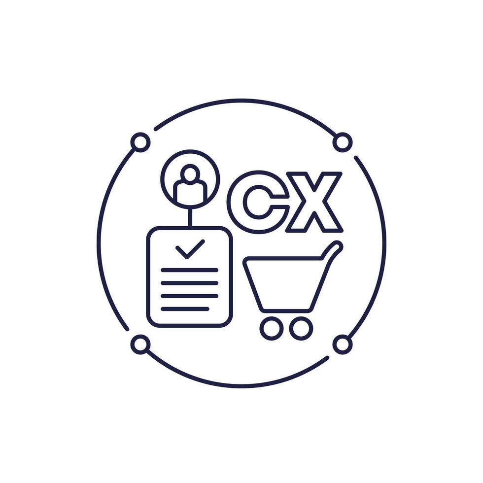 Customer experience, CX line icon design vector
