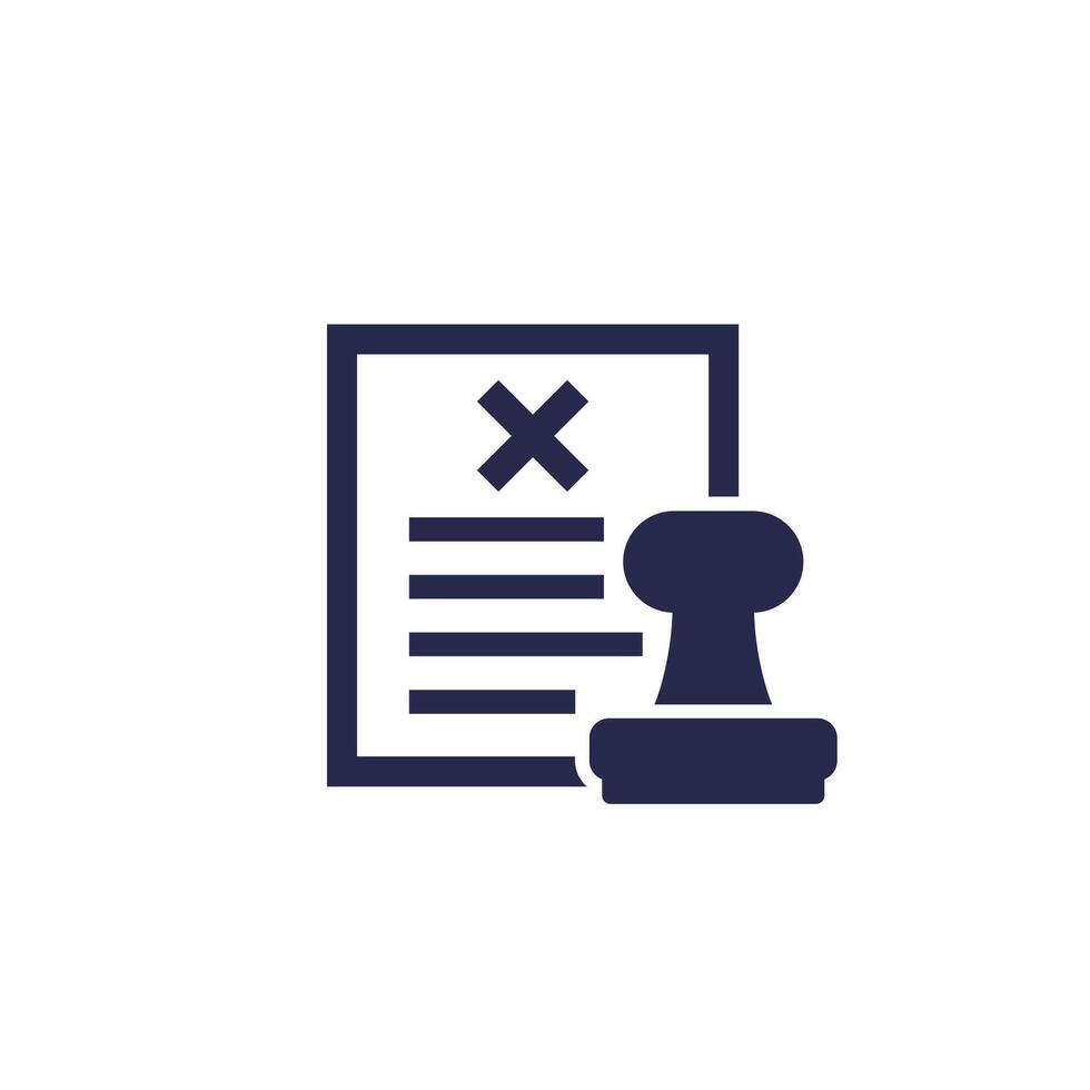 rejected document icon with a stamp vector