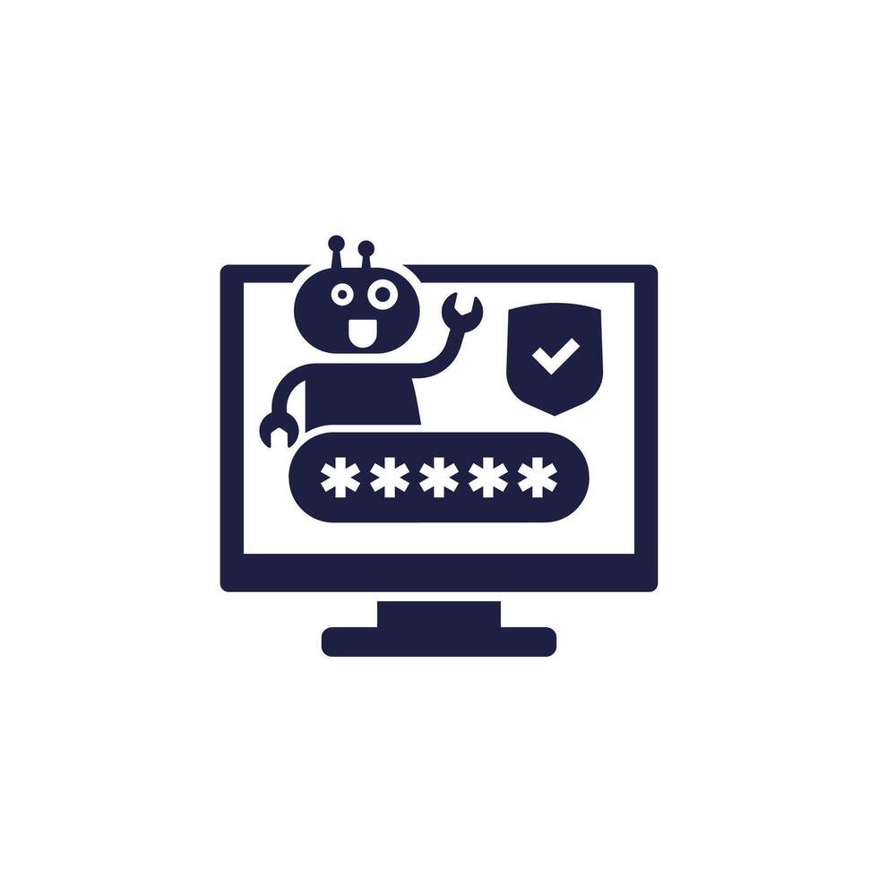 cyber security bot icon on white vector