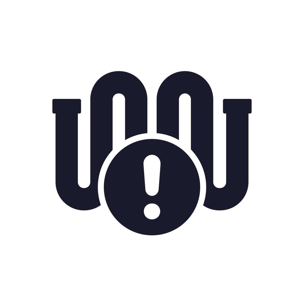 pipe with problem icon, pictogram on white vector