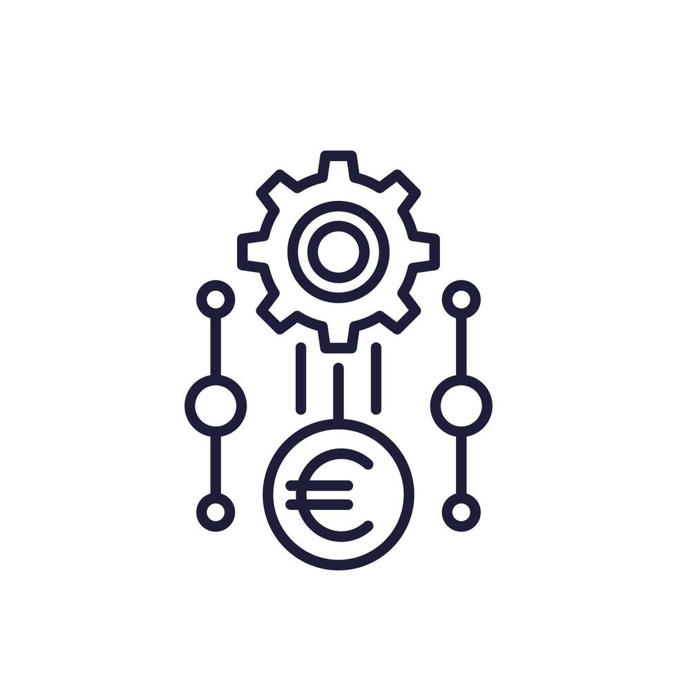 payment processing line icon with euro symbol vector