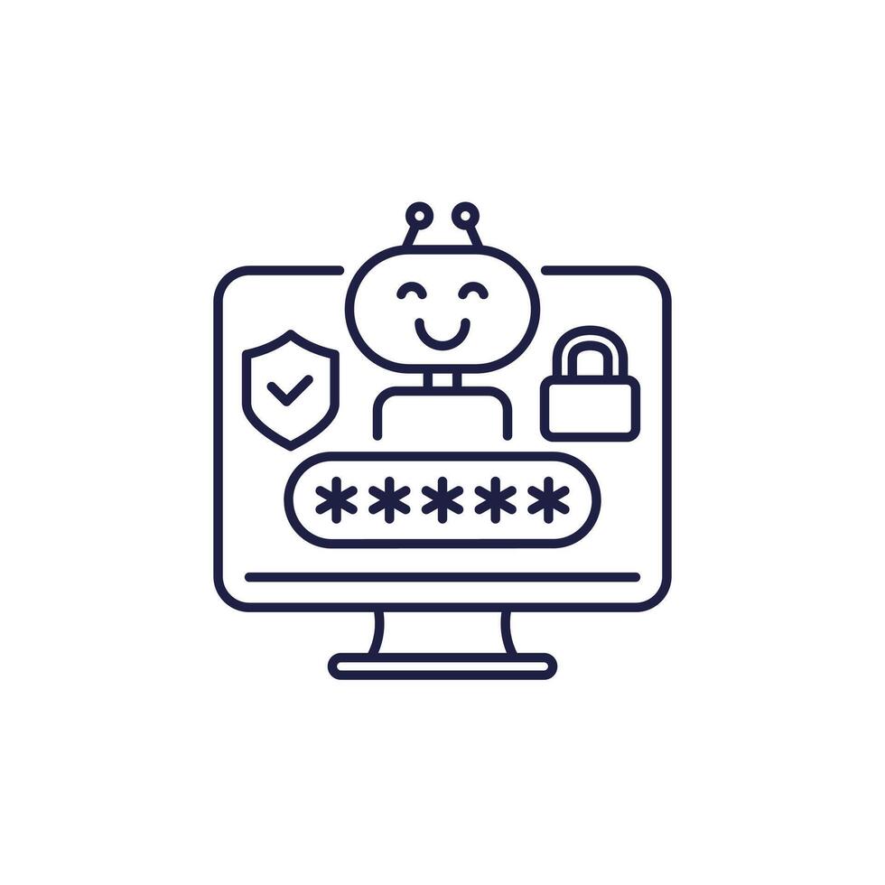cyber security bot line icon vector