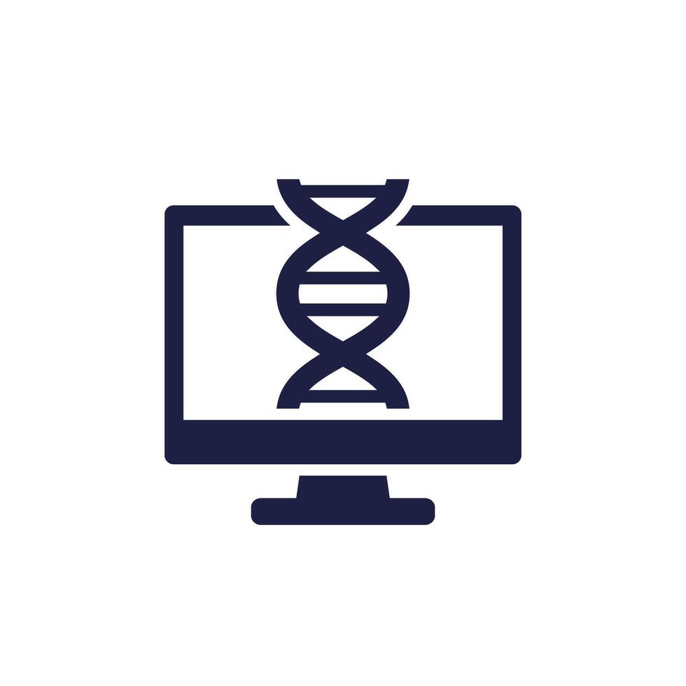 bioinformatics icon, analysis of biological data and dna pictogram vector