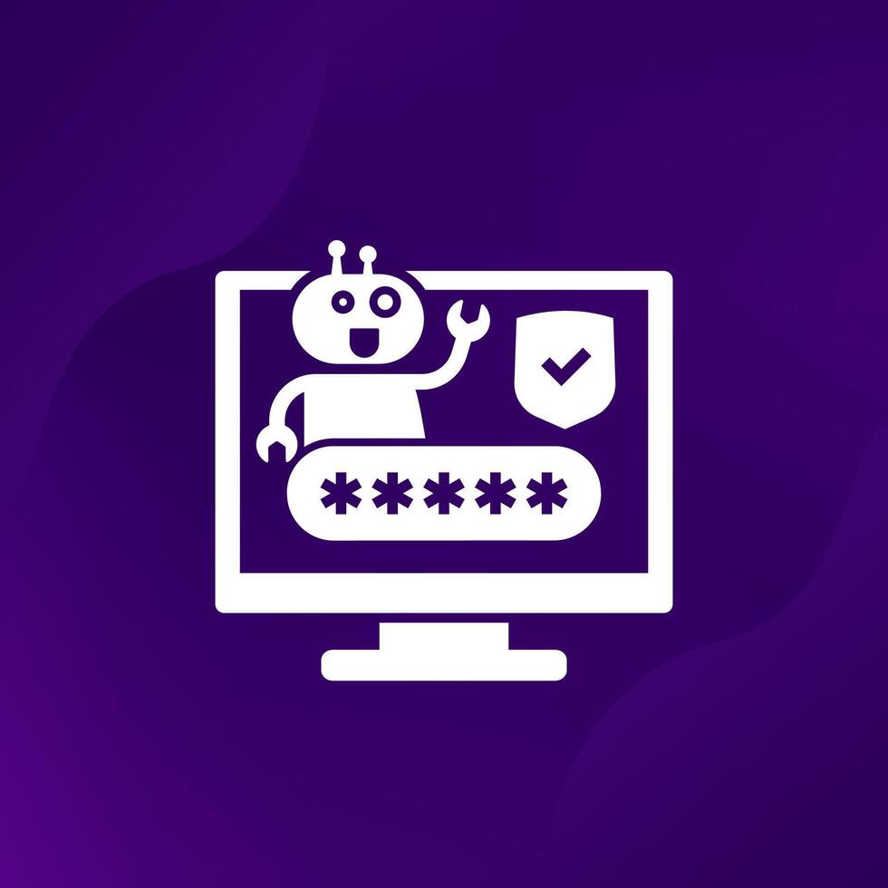 cyber security bot icon vector
