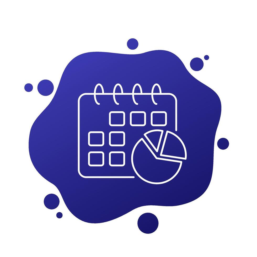Calendar icon with graph, line design vector