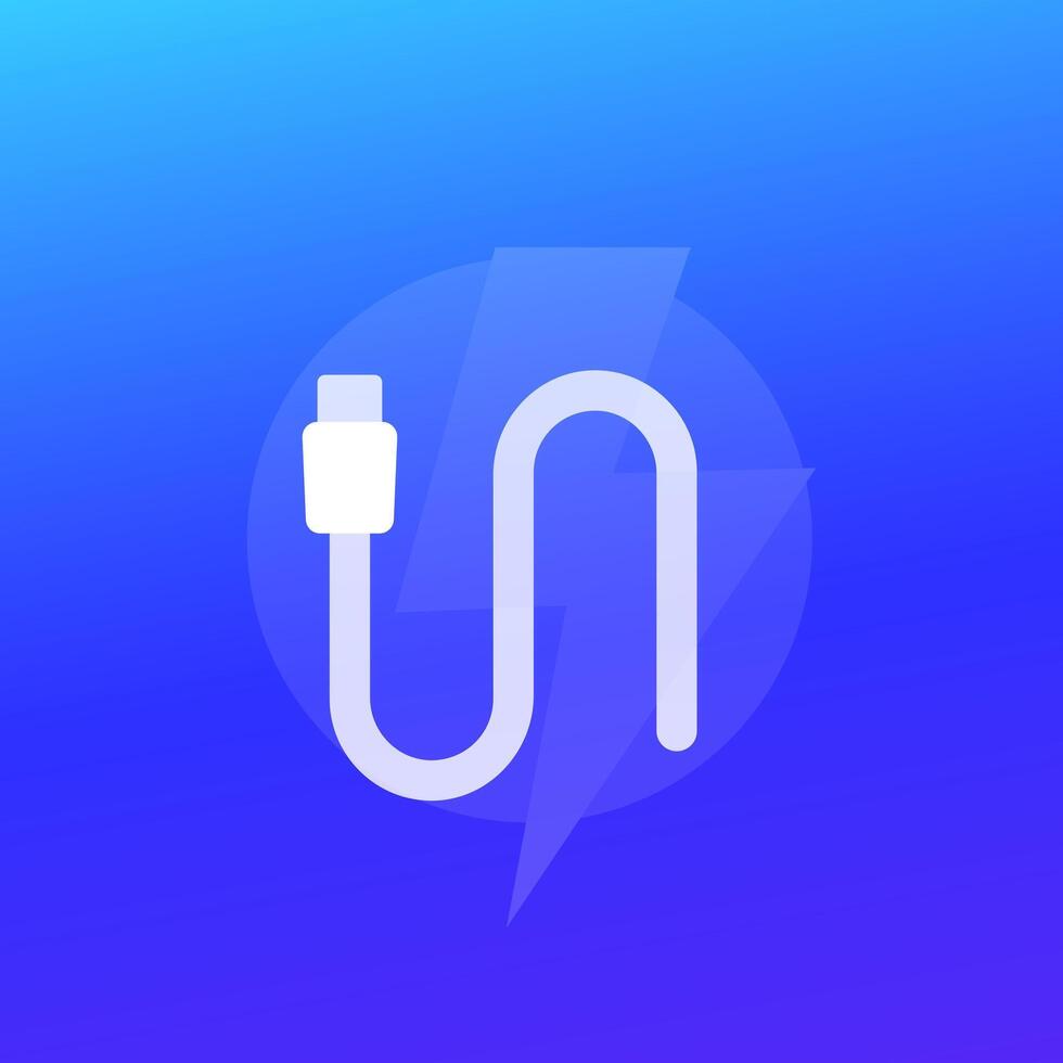 USB Type-C power cable icon, design vector