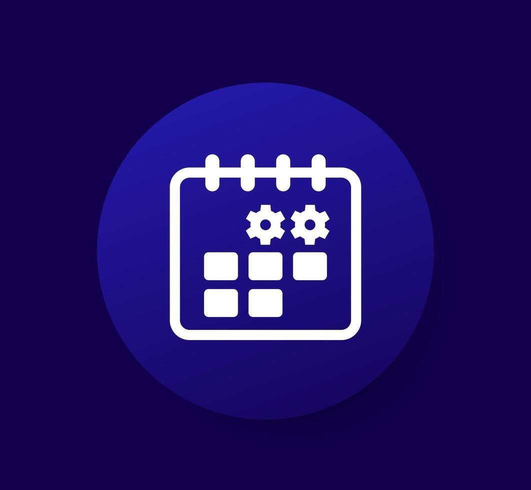 maintenance schedule round icon with a calendar, vector
