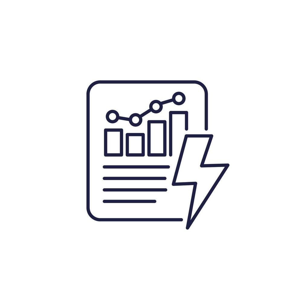 power consumption report icon, line vector
